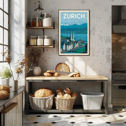 Zurich’s Iconic Landscapes Retro Travel Art Poster PosterGoat