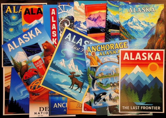 Vibrant Alaska Travel Photos Wall Art Decor Bundle Pack of 20 showcasing stunning landscapes and adventure.