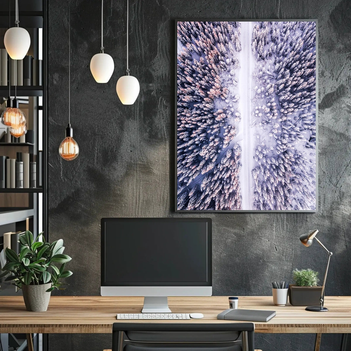 Winter Wonderland Aerial View Poster