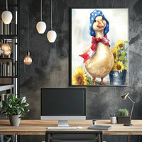 Chubby Goose In Star Spangled Bonnet With Sunflowers Poster