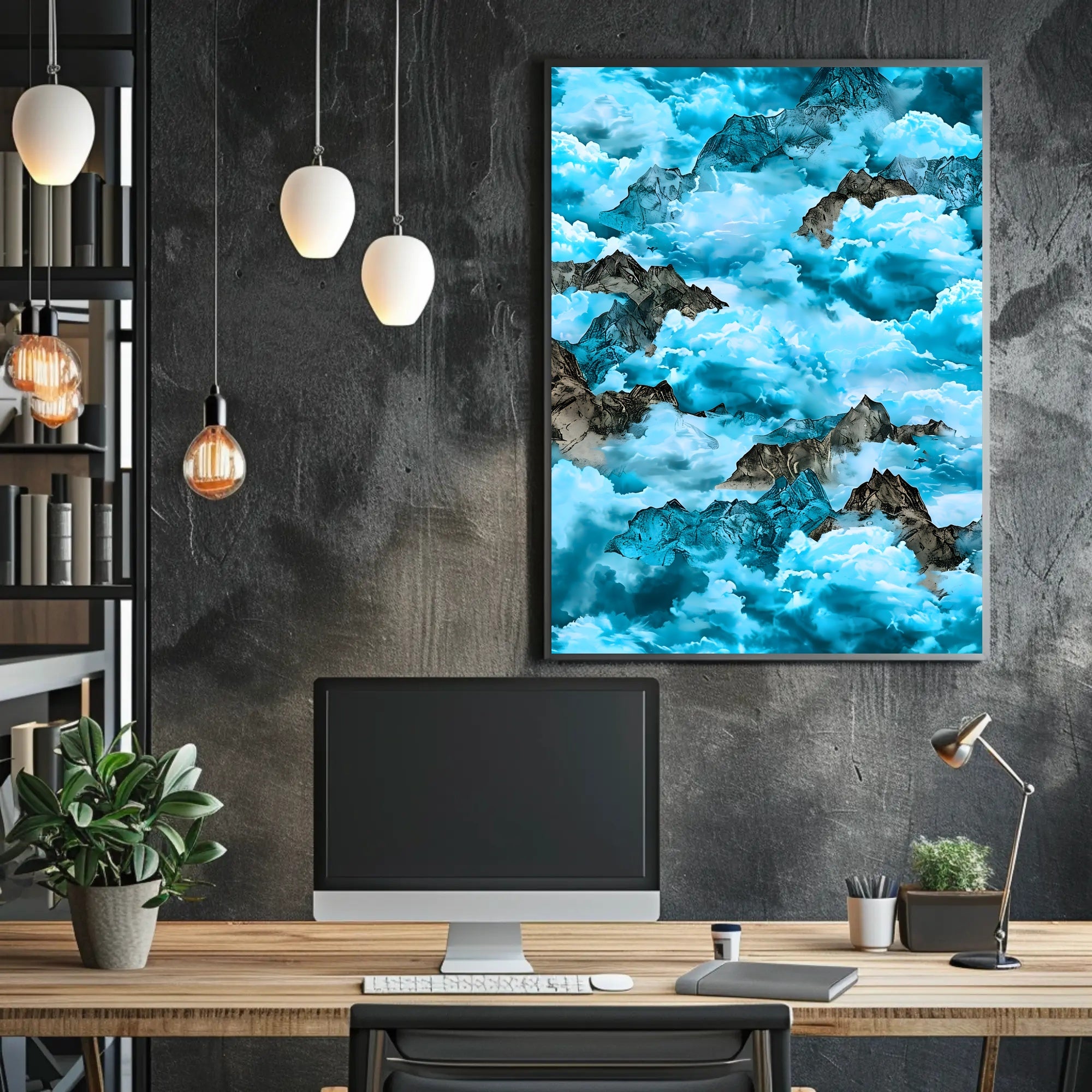 Majestic Mountain Clouds William Morris Art Poster