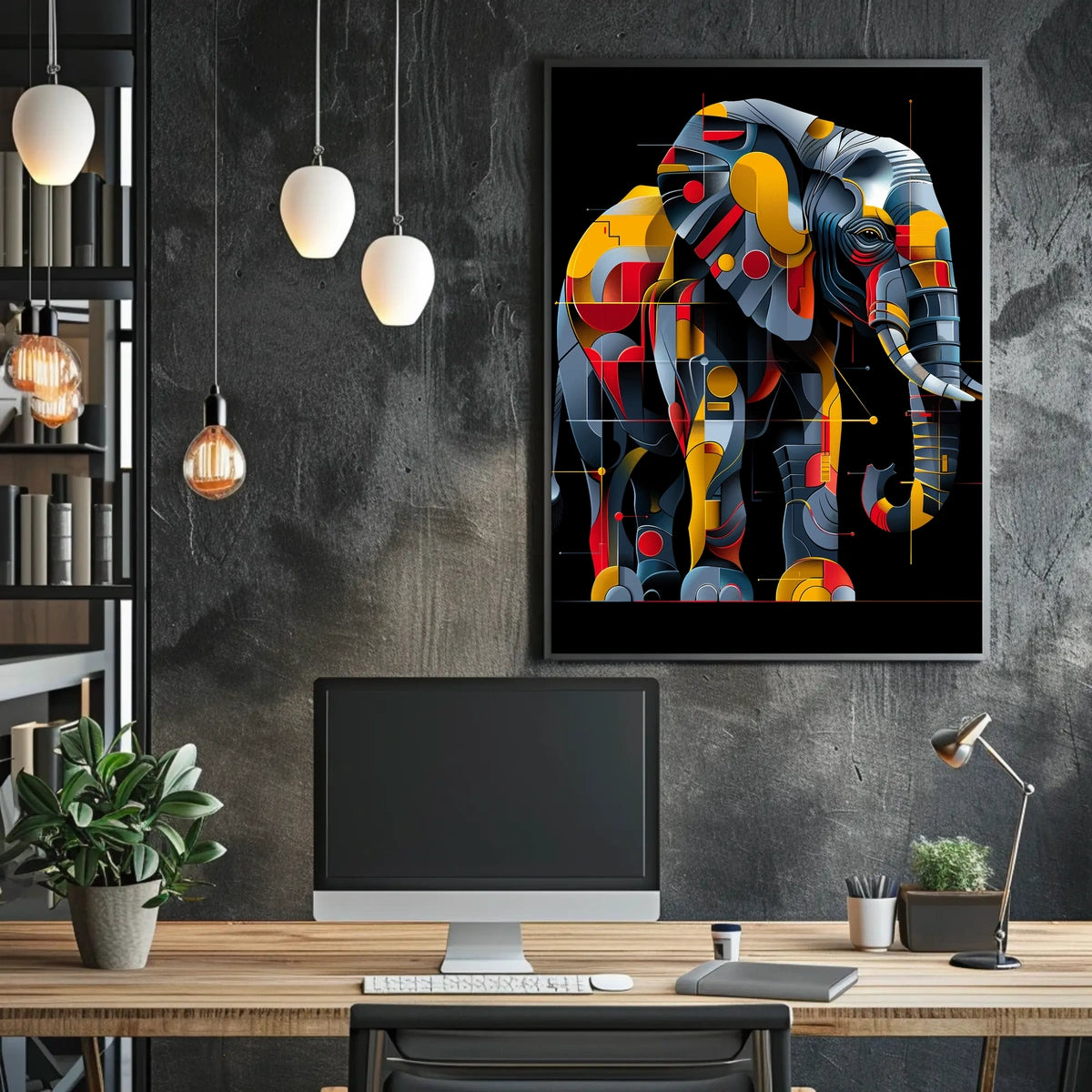 Geometric Elephant Art Poster