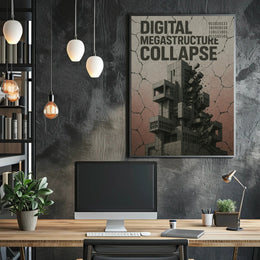 Digital Megastructure Collapse Futuristic Sci-Fi Poster