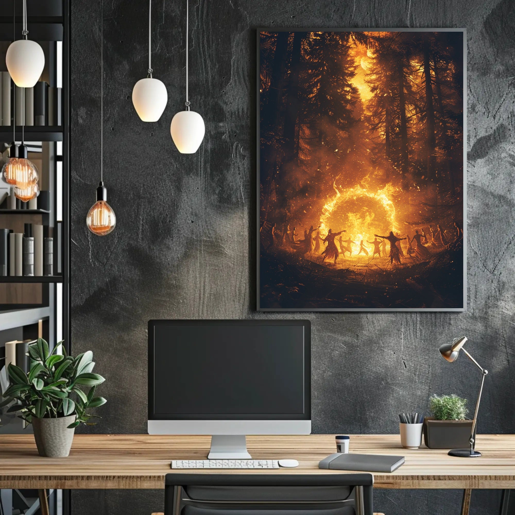 Mystical Forest Ritual at Night Fantasy or Mythology Poster PosterGoat