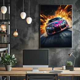 Speed and Power Multicolored Sports Car Poster