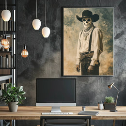 Cowboy Skull Mask Vintage Eerie Western Poster
