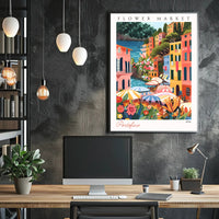 Portofino Flower Market Poster PosterGoat