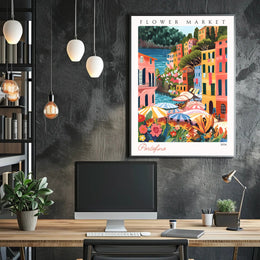 Portofino Flower Market Poster PosterGoat