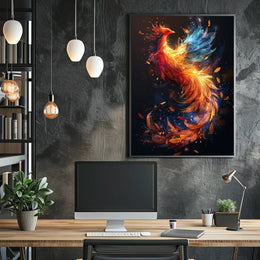 Majestic Phoenix in Flight: Mystical Art Poster