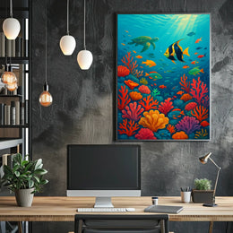 Marine Life Underwater Scene Fish Poster
