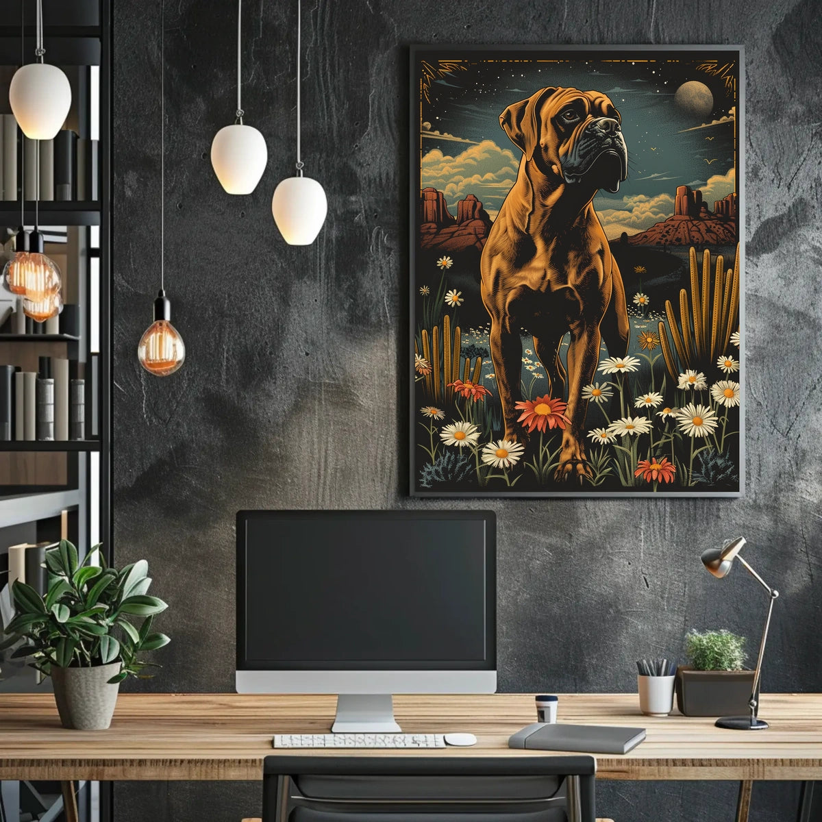 Majestic Canine In The Desert Night Poster