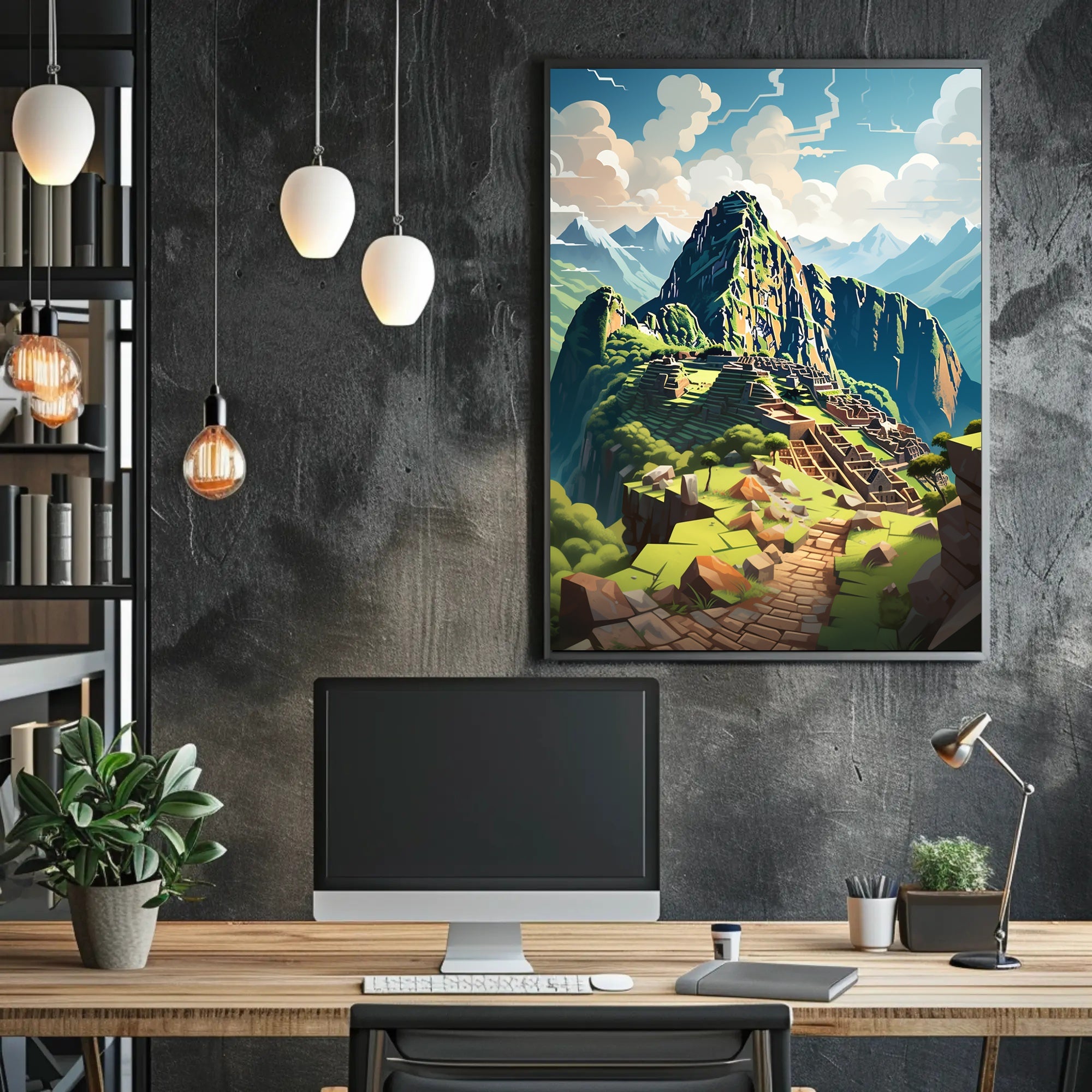 Vibrant Machu Picchu Adventure Art Print Travel Poster