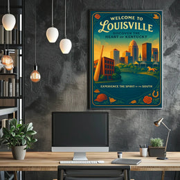 Louisville Heart of Kentucky Vintage Travel Poster