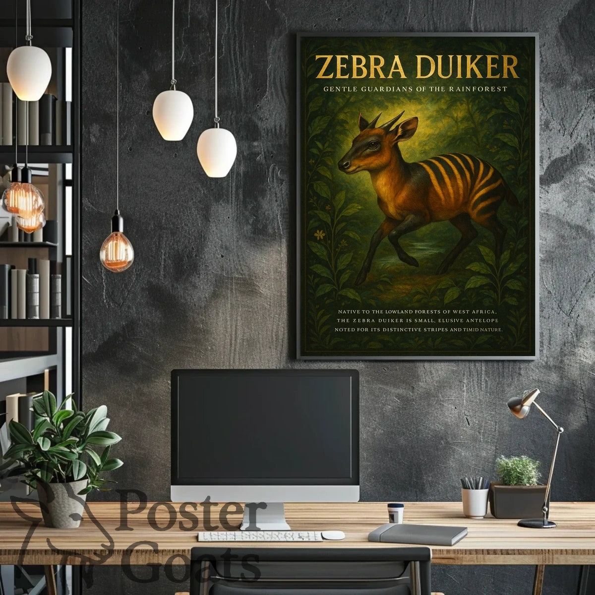 Zebra Duiker Rainforest Illustration Animal Poster