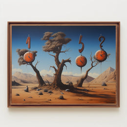 Surreal Desert Clockscape: Abstract or Artistic Poster