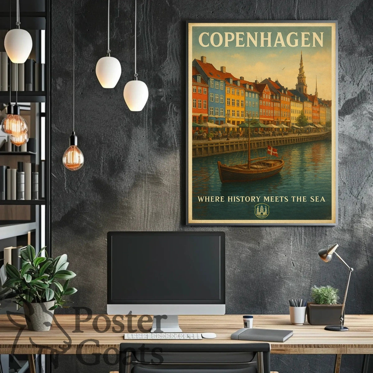 Copenhagen Nyhavn Waterfront Travel Poster