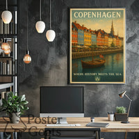 Copenhagen Nyhavn Waterfront Travel Poster