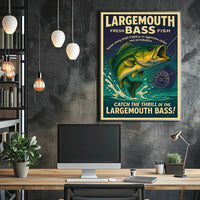 Bass Fishing Adventure Vintage Sports Poster PosterGoat