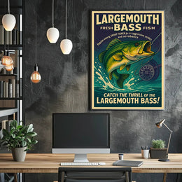 Bass Fishing Adventure Vintage Sports Poster PosterGoat