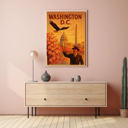 Washington DC Cherry Blossoms Capitol Eagle Travel Poster