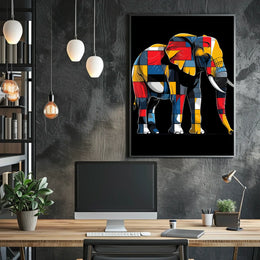 Colorful Elephant Mosaic Poster