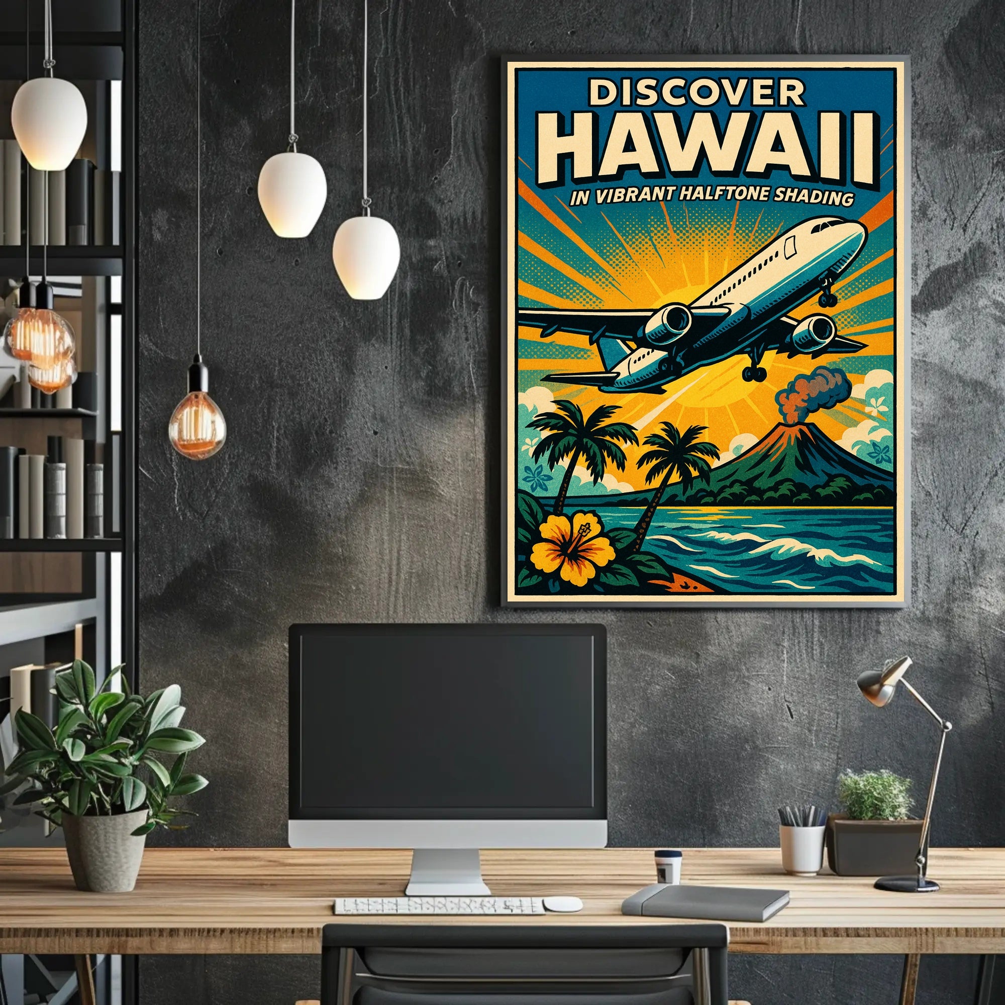 Discover Hawaii Vibrant Halftone Poster PosterGoat