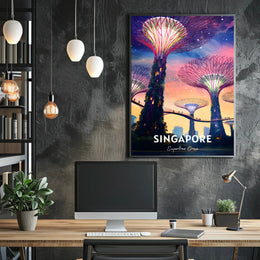 Supertree Grove Sunset in Singapore Urban or Cityscape Poster