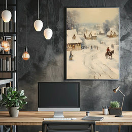 Winter Village Scene Poster
