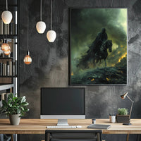 Dark Rider in Apocalyptic Scene Fantasy or Mythology Poster PosterGoat