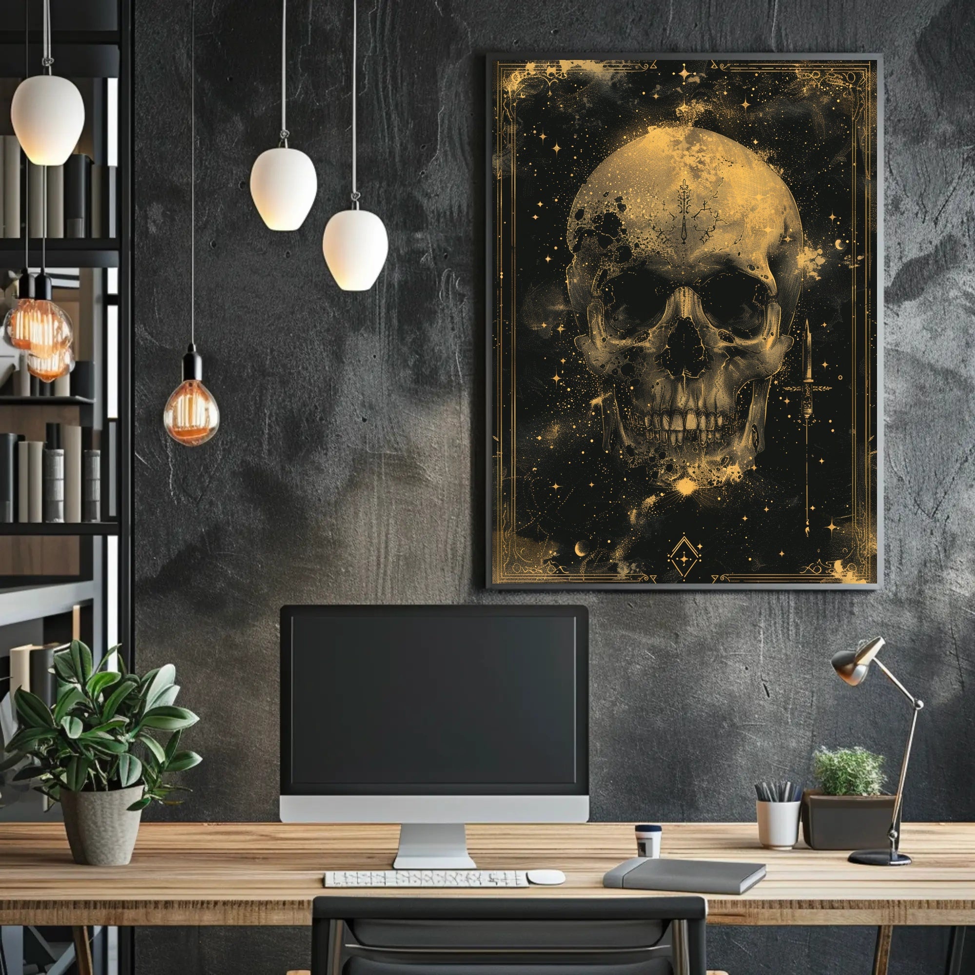 Cosmic Skull: Mystical Celestial Art Poster PosterGoat