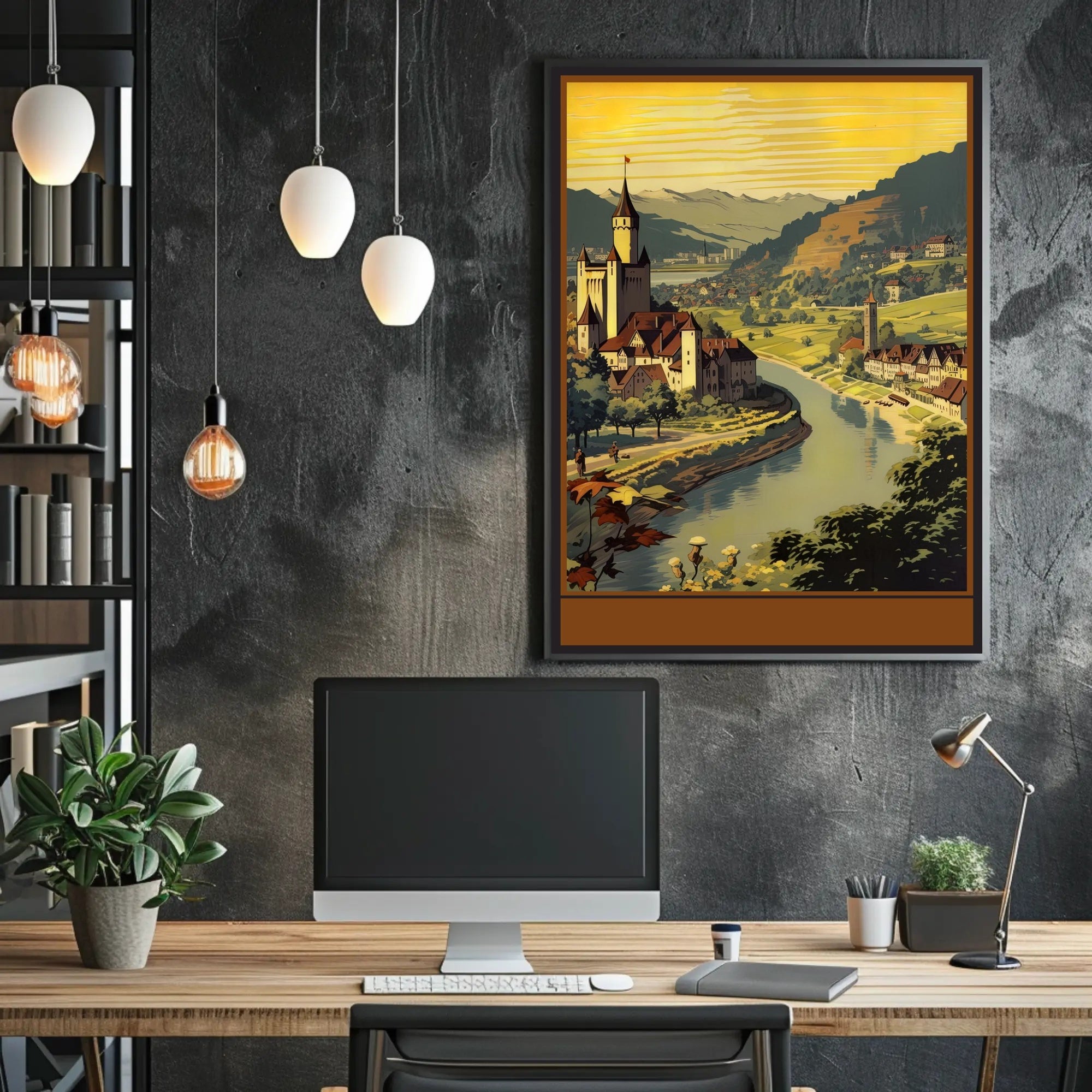 Serene Riverside Castle Poster