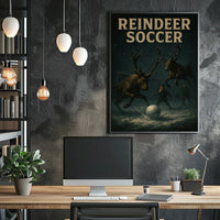 REINDEER SOCCER: Whimsical Holiday Fantasy Poster Art