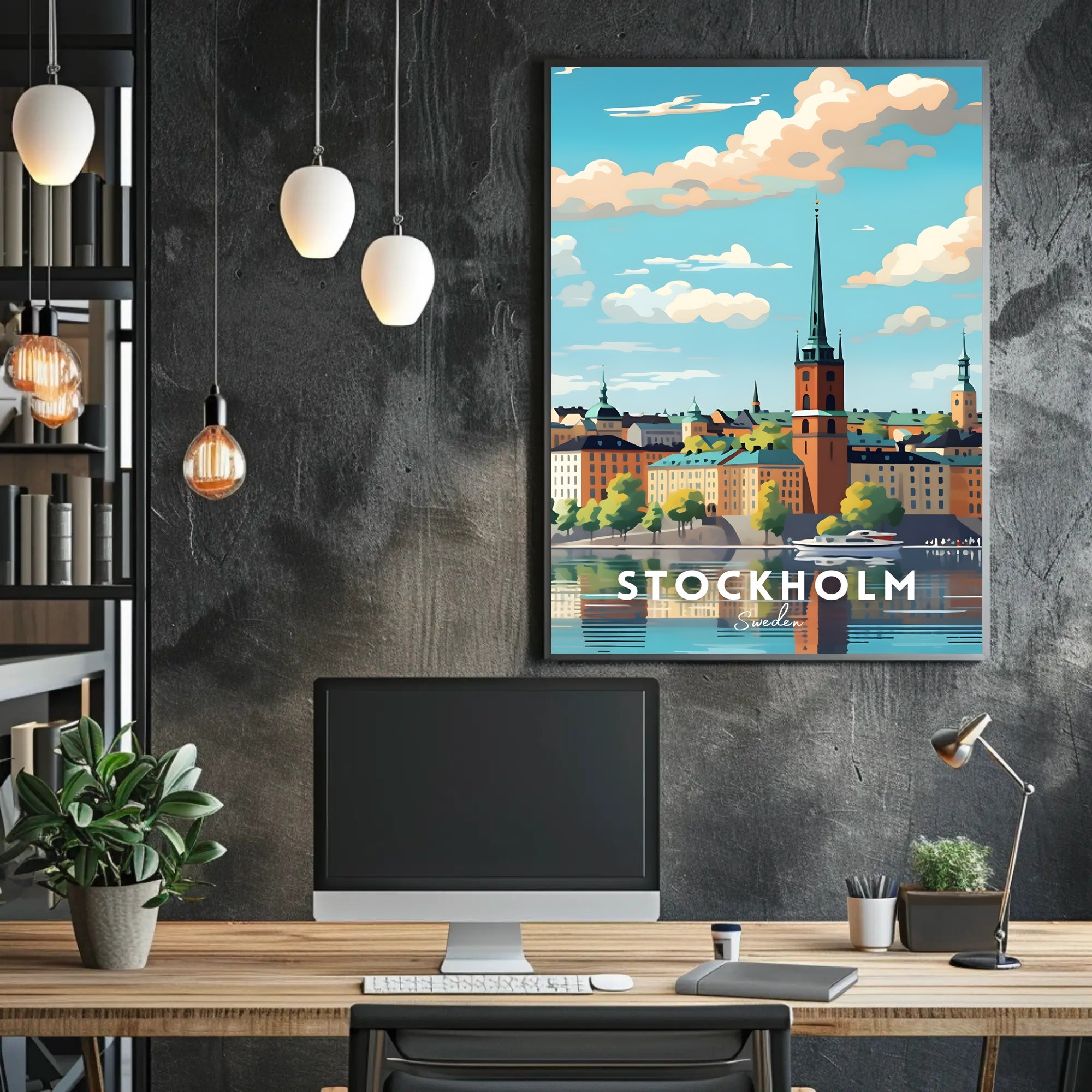 Stockholm Serenity: Picturesque Cityscape Urban or Cityscape Poster