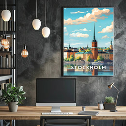 Stockholm Serenity: Picturesque Cityscape Urban or Cityscape Poster