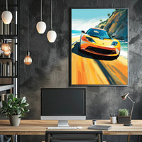 Speed and Freedom on Coastal Road Sports Poster