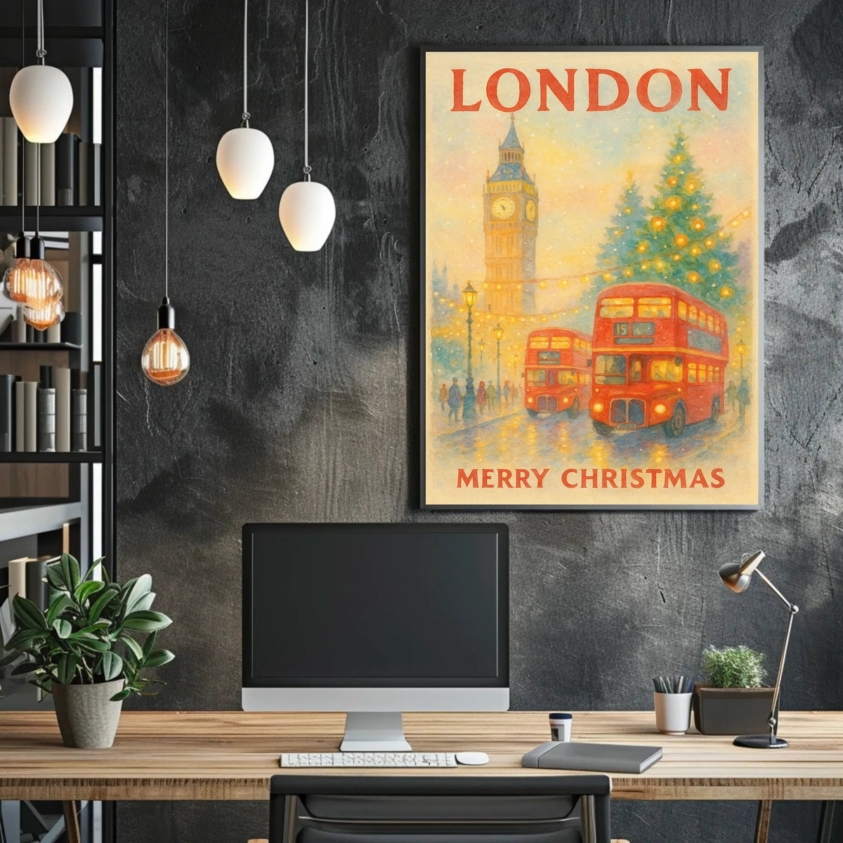 London Christmas Scene Poster