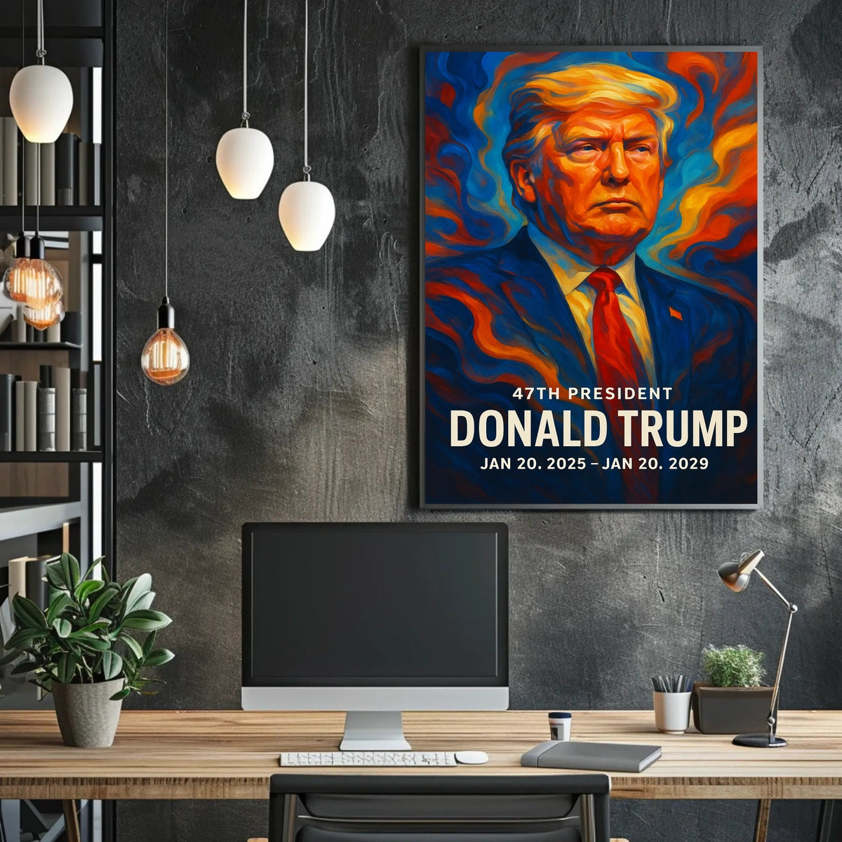 Trump Visionary Leadership Patriotism Historic Icon Cinematic Digital Painting Poster