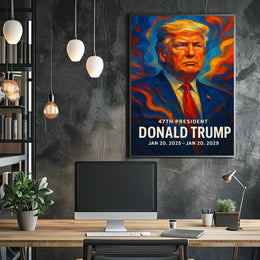 Trump Visionary Leadership Patriotism Historic Icon Cinematic Digital Painting Poster
