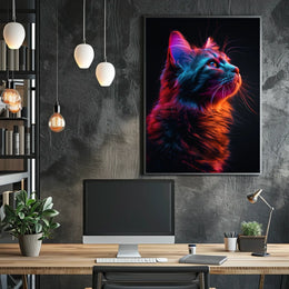Neon Cat Portrait Poster