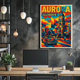 Aurora, Illinois Vibrant Cityscape Poster