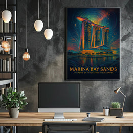Marina Bay Sands Travel Poster Modern Architectural Print