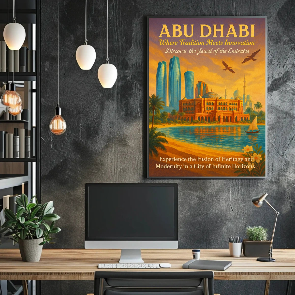 Abu Dhabi Elegance Vintage Travel Poster Fusion