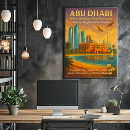 Abu Dhabi Elegance Vintage Travel Poster Fusion
