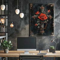 Roses And Cross Poster
