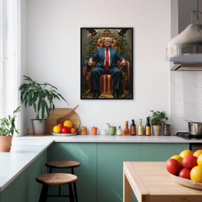 Vintage President Trump 2025 Poster Sitting In Kings Chair