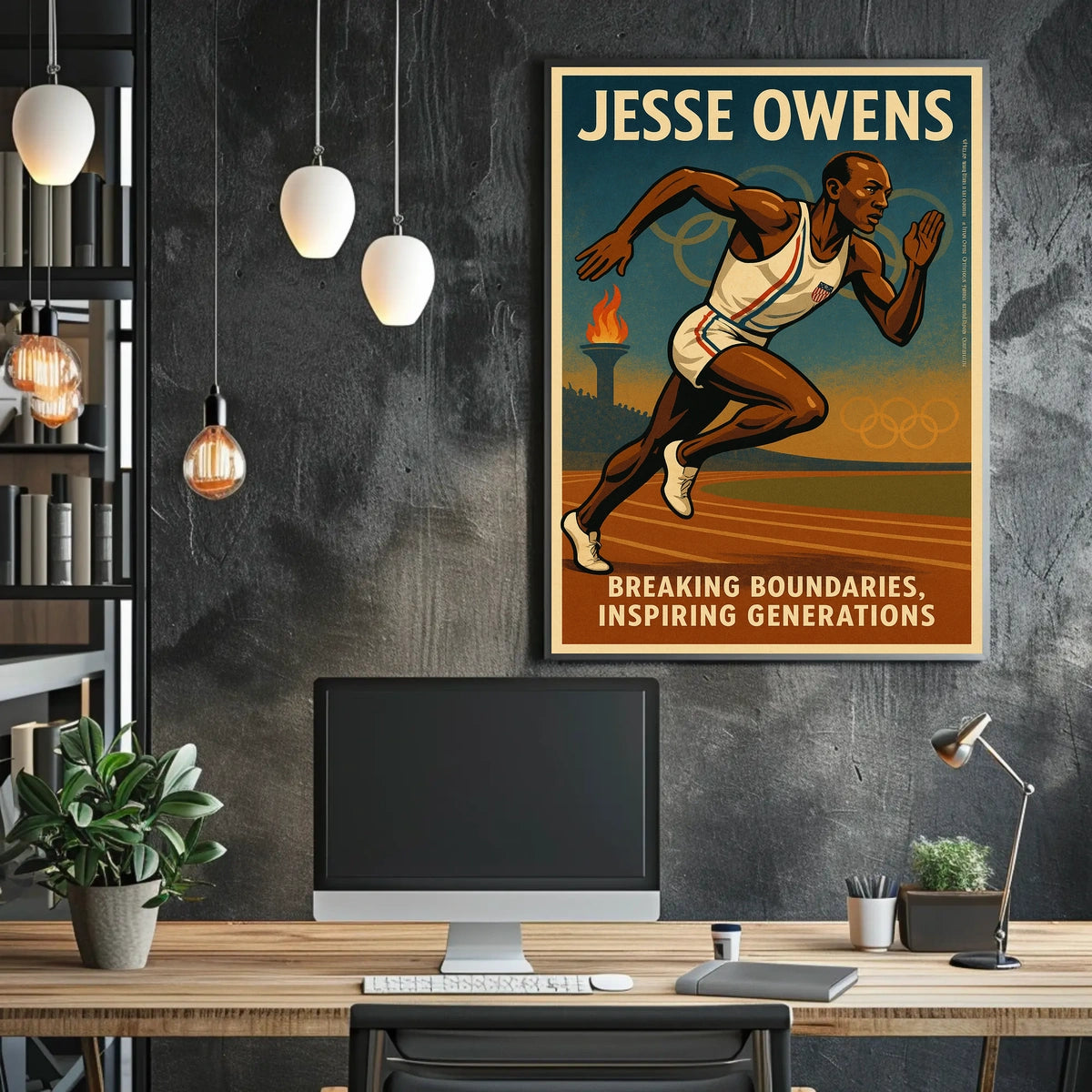 Jesse Owens Vintage Olympic Motivational Poster Art