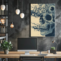 Surreal Skull Art Poster with Vintage Eerie Design