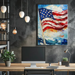 Large American Flag Waving Abstract Artwork Poster