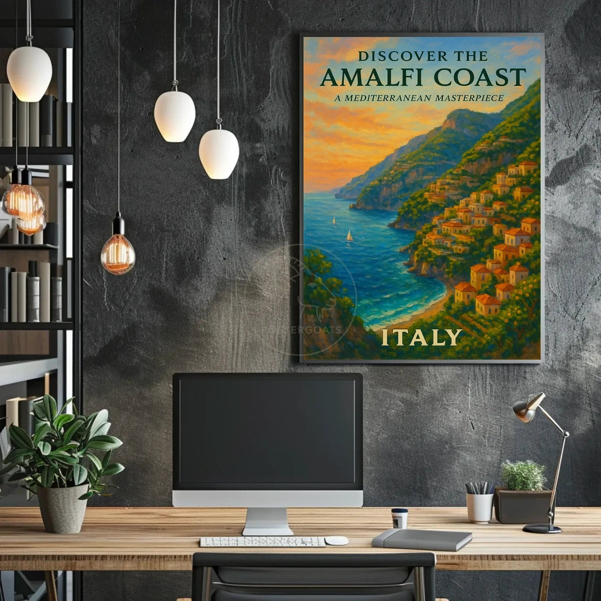 Amalfi Coast Sunset: Romantic Travel Poster