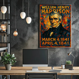 William Henry Harrison 9th President of the United States Glitch Hop Art Poster